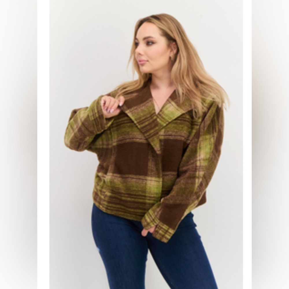 Dex Clothing Harvest Plaid Shirt Trench Coat Sz MED NWT
